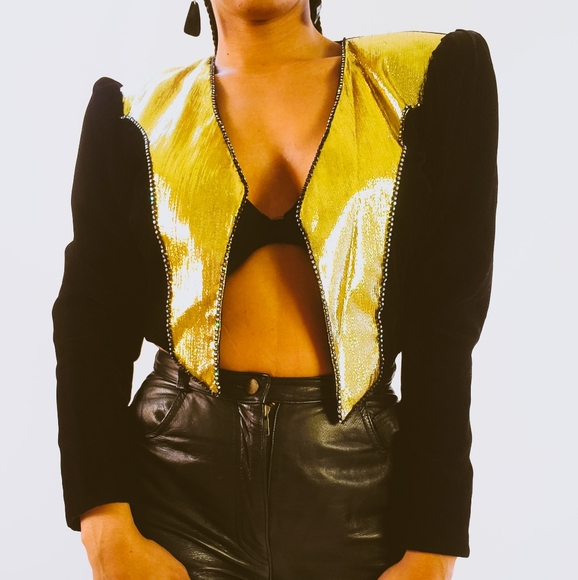 Vintage Jackets & Blazers - Vintage Metallic Crop Jacket